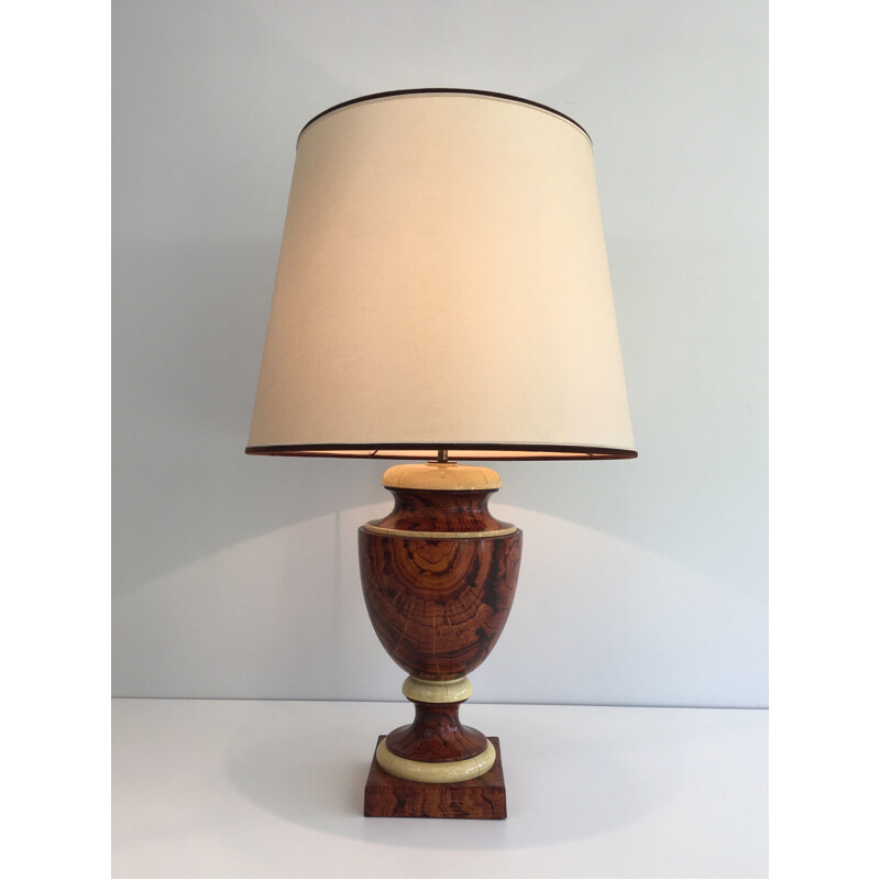 Lampe vintage décorative en bois laqué, 1970