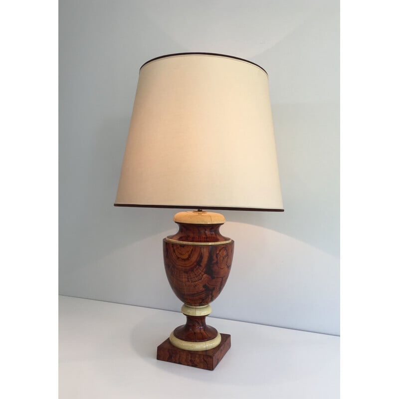 Lampe vintage décorative en bois laqué, 1970