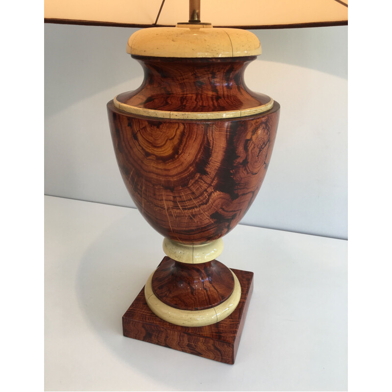 Vintage decorative lamp in lacquered wood, 1970