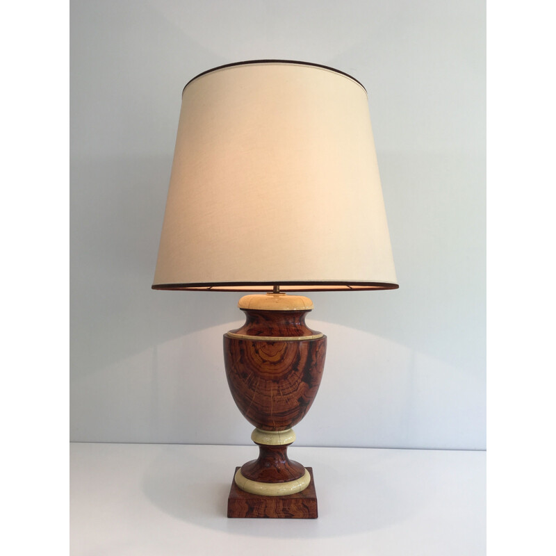 Lampe vintage décorative en bois laqué, 1970