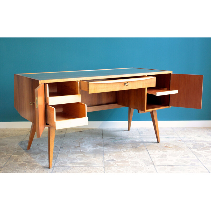 Wooden and glass desk, Franz EHRLICH  - 1950s