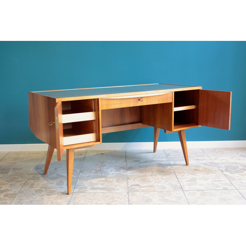 Wooden and glass desk, Franz EHRLICH  - 1950s