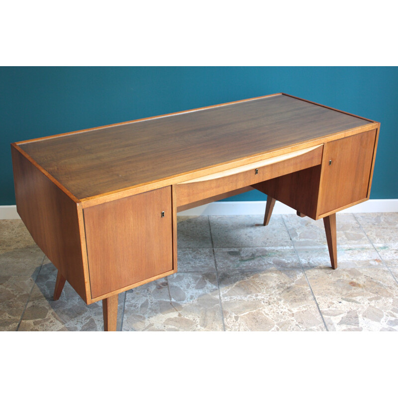 Wooden and glass desk, Franz EHRLICH  - 1950s