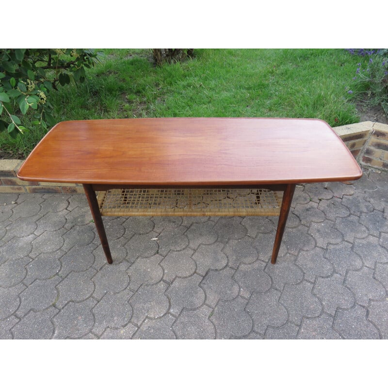 Vintage teak coffee table with double top, Denmark 1960
