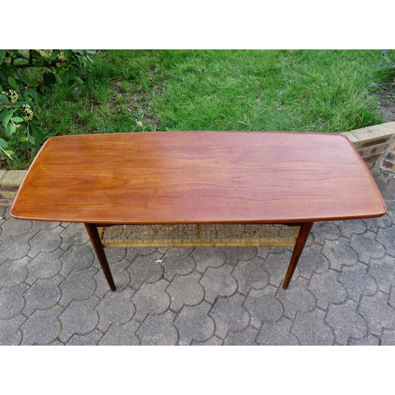 Table basse vintage en teck à double plateau, Danemark 1960