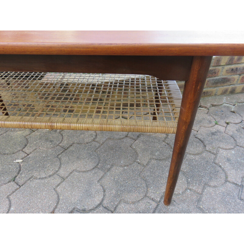 Vintage teak coffee table with double top, Denmark 1960