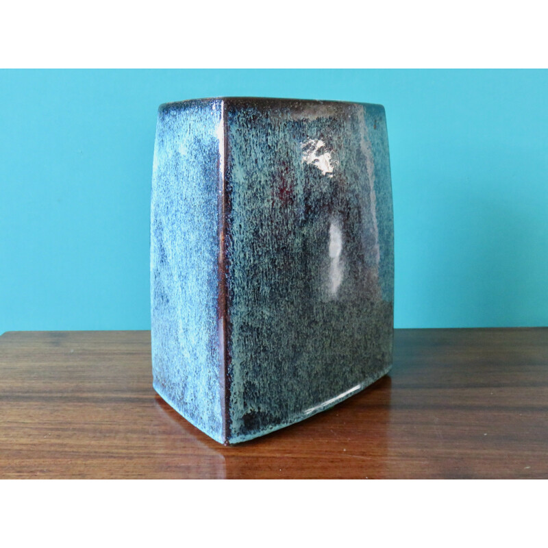 Vintage blue stoneware vase