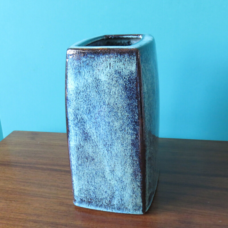 Vintage blue stoneware vase