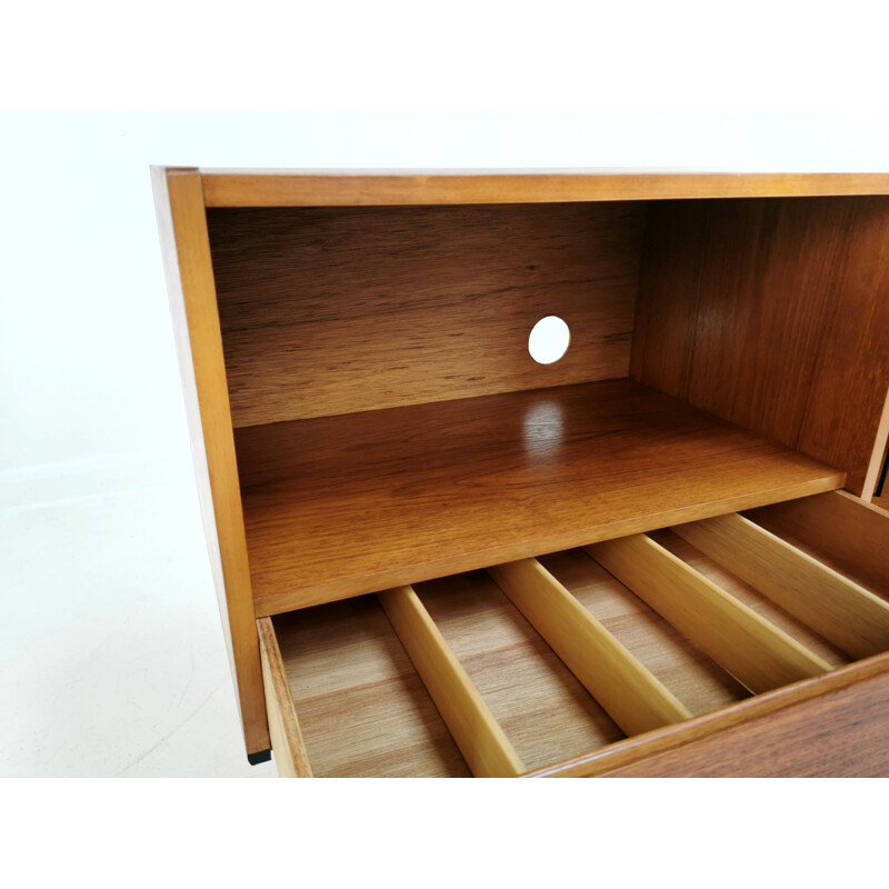 Mid Century Gibbs Teak Record  Media Sideboard On Hairpin Legs