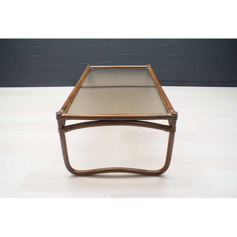Vintage coffee table in bamboo, rattan and glass, Italy 1960