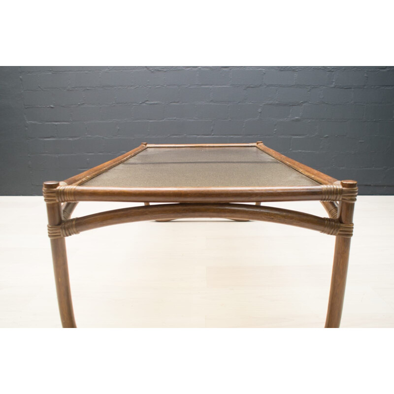 Vintage coffee table in bamboo, rattan and glass, Italy 1960