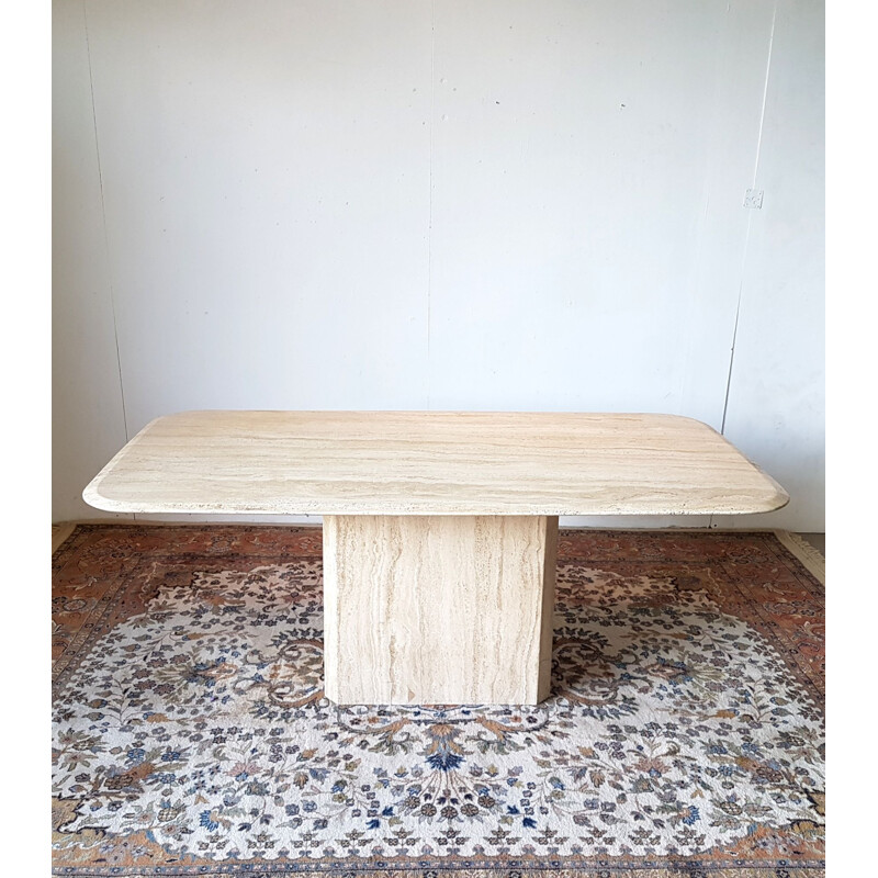 Vintage Rectangular travertine dining table, 1970s