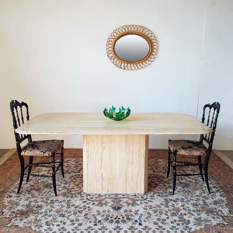 Vintage Rectangular travertine dining table, 1970s