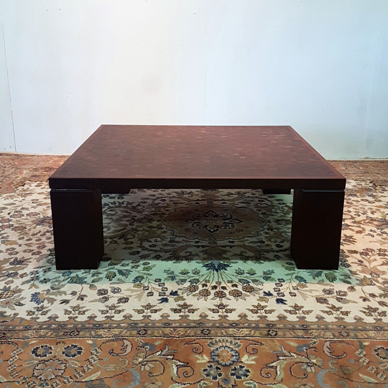 Vintage Brutalist wenge coffee table by Middelboe and Lindum for Tranekaer, Denmark 1960s