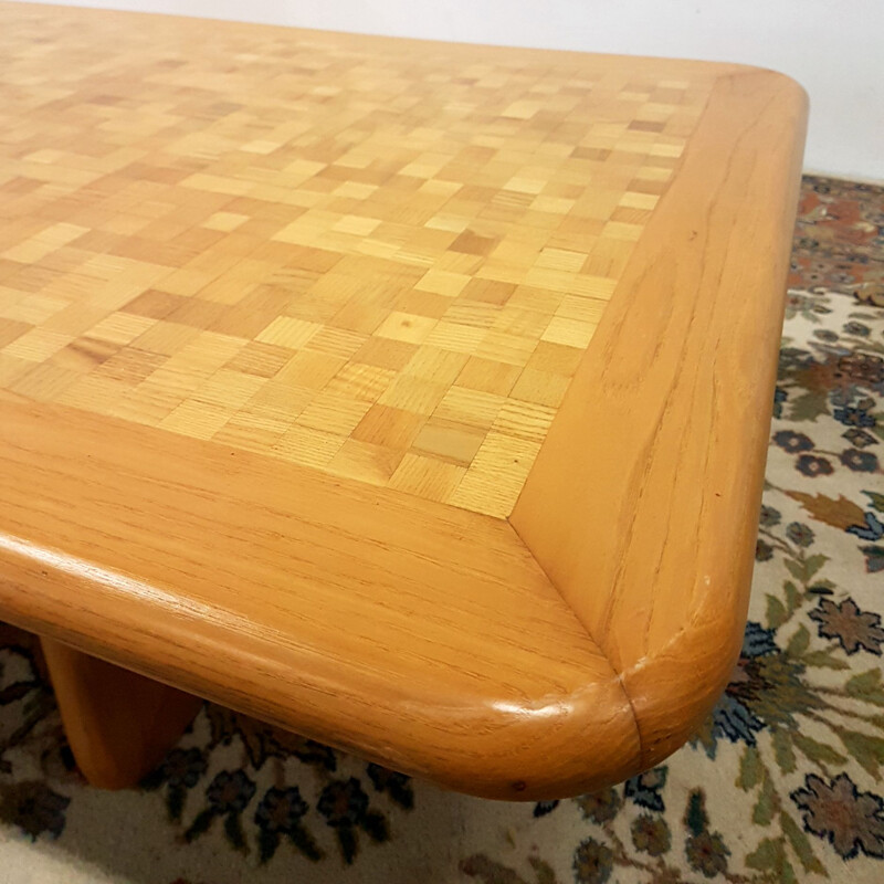 Table basse vintage en mosaïque de chêne, Scandinave, 1960