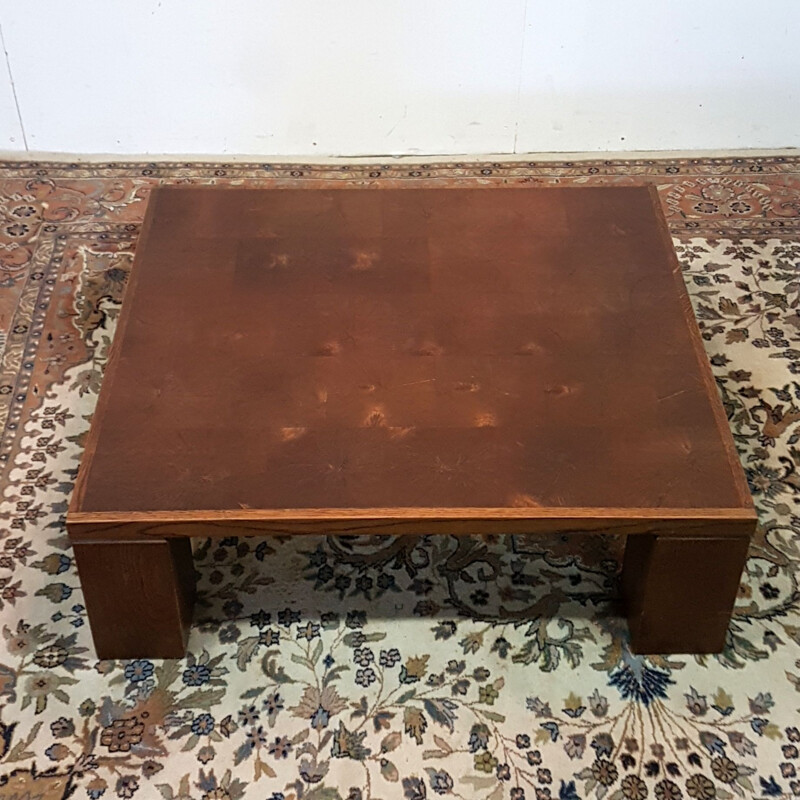 Vintage Oak brutalist coffee table by Middelboe and Lindum for Tranekaer, Denmark 1960s