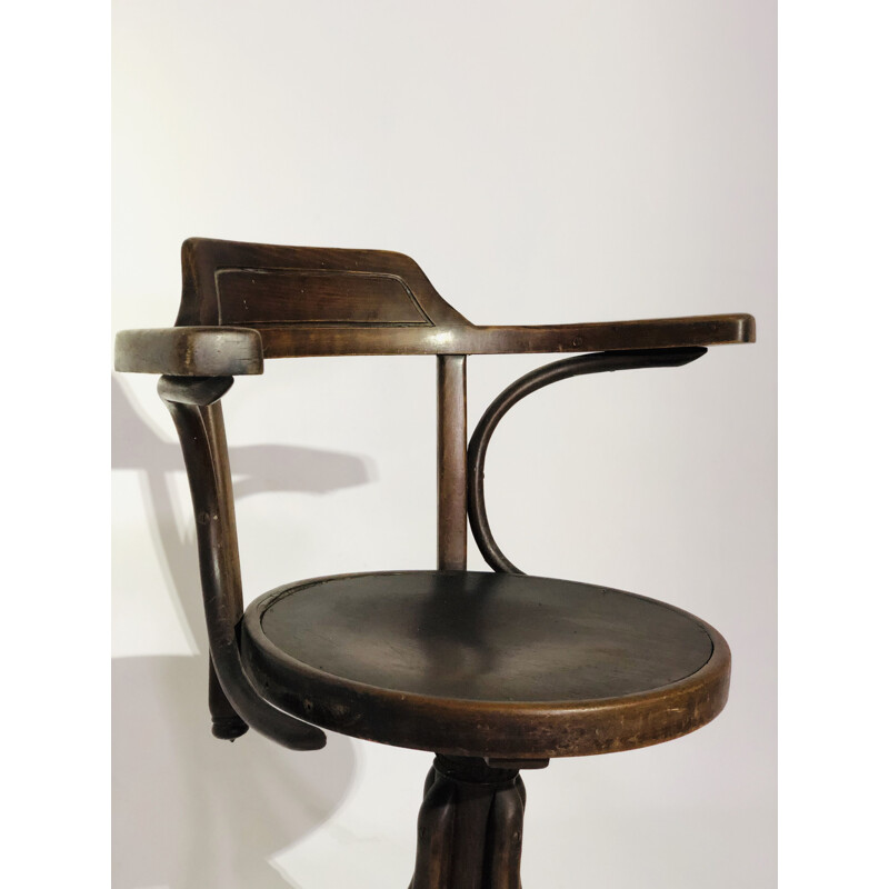 Vintage wooden swivel armchair - J.J Khon 