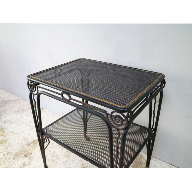 Table d'appoint à roulettes vintage française 1930