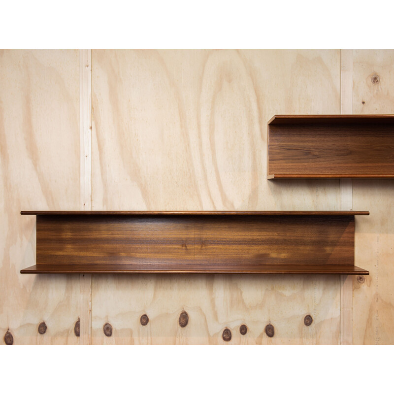 Midcentury pair of wall mount shelves in teak Danish 1960s