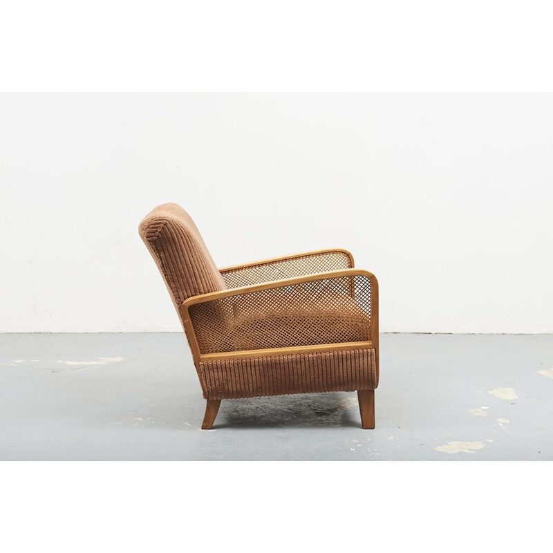 Vintage armchair canné Art Deco 1960