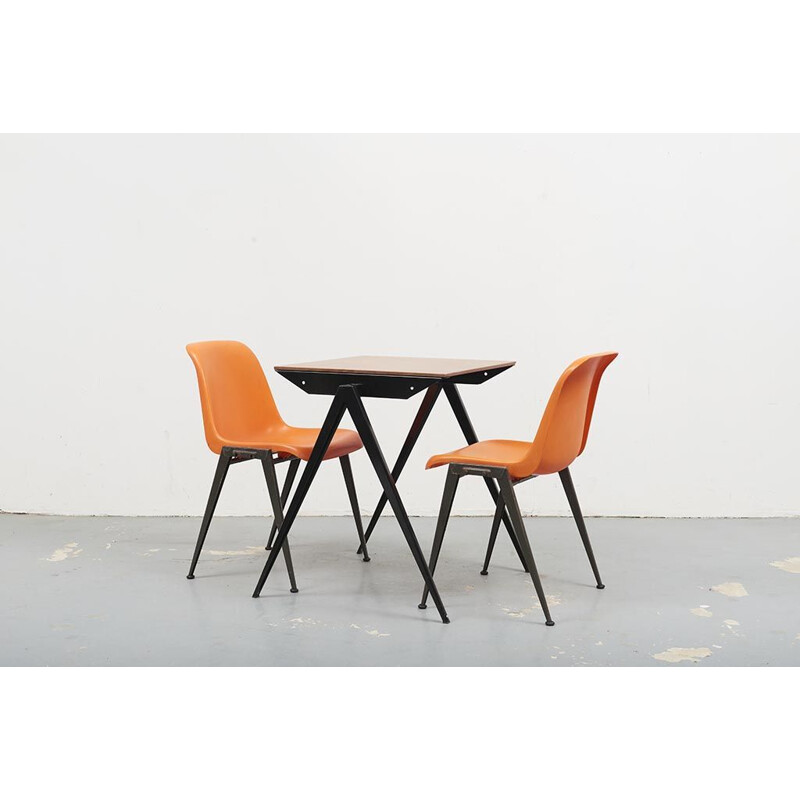 Vintage Presikhaaf Chairs in Orange plastic and Grey legs