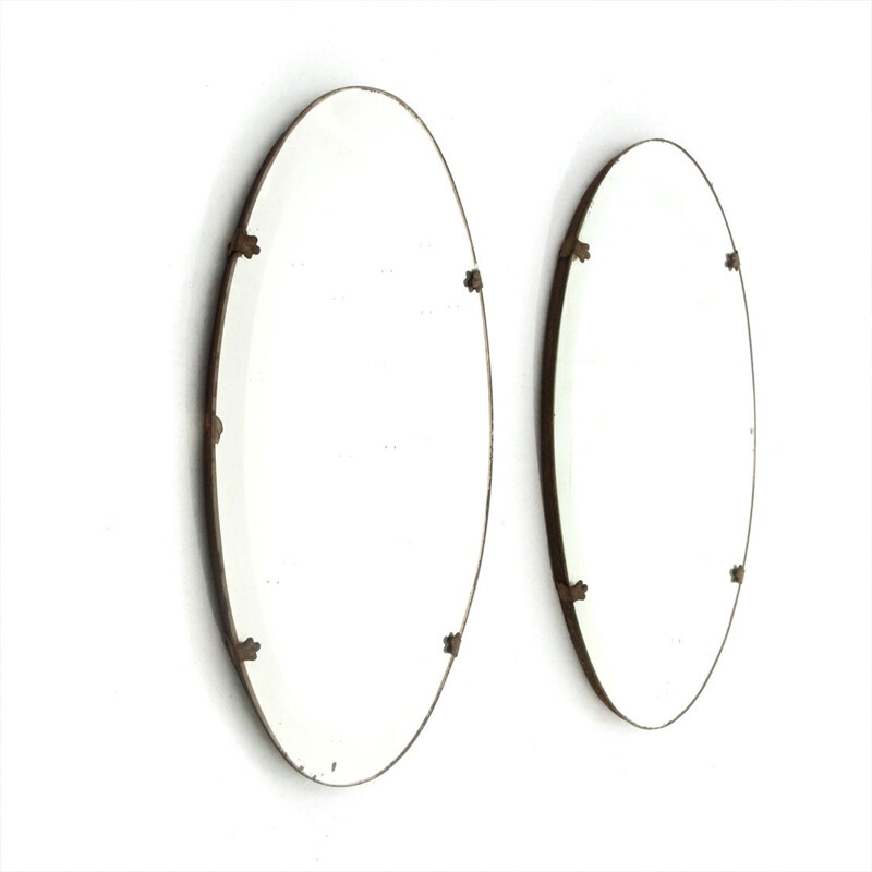 Pair of Vintage oval mirrors, Italian 1920s