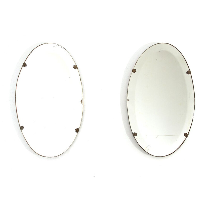 Pair of Vintage oval mirrors, Italian 1920s