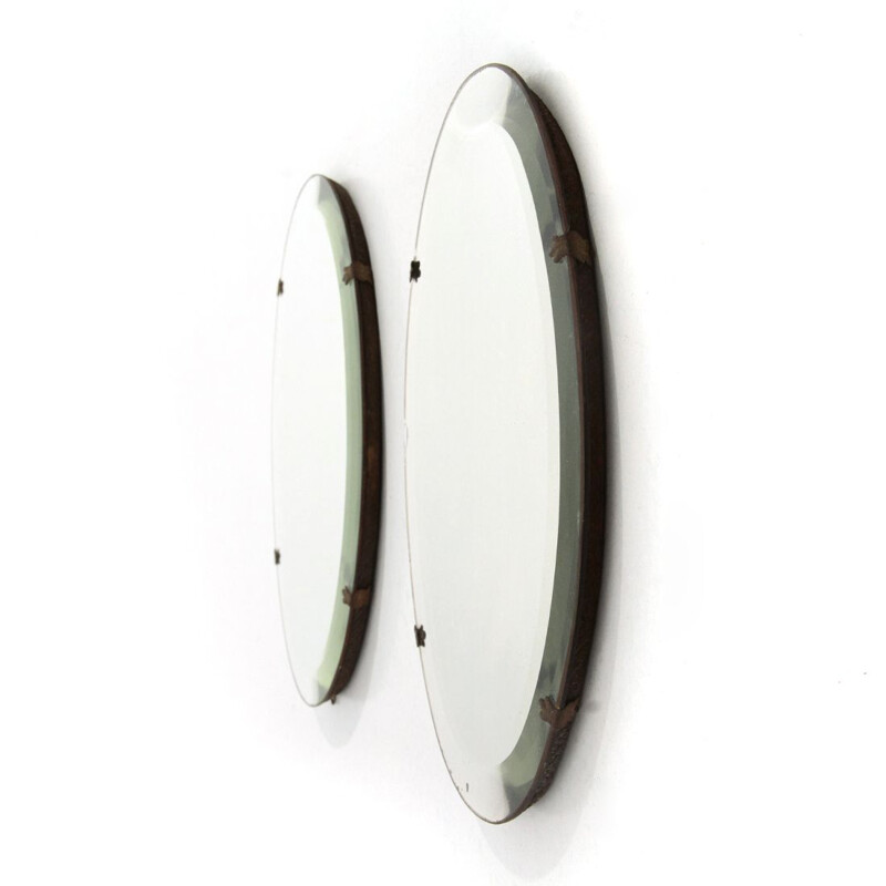 Pair of Vintage oval mirrors, Italian 1920s