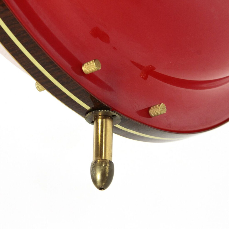 Vintage Pendant lamp in red plastic and brass by Vicentina Plastiche, 1950s