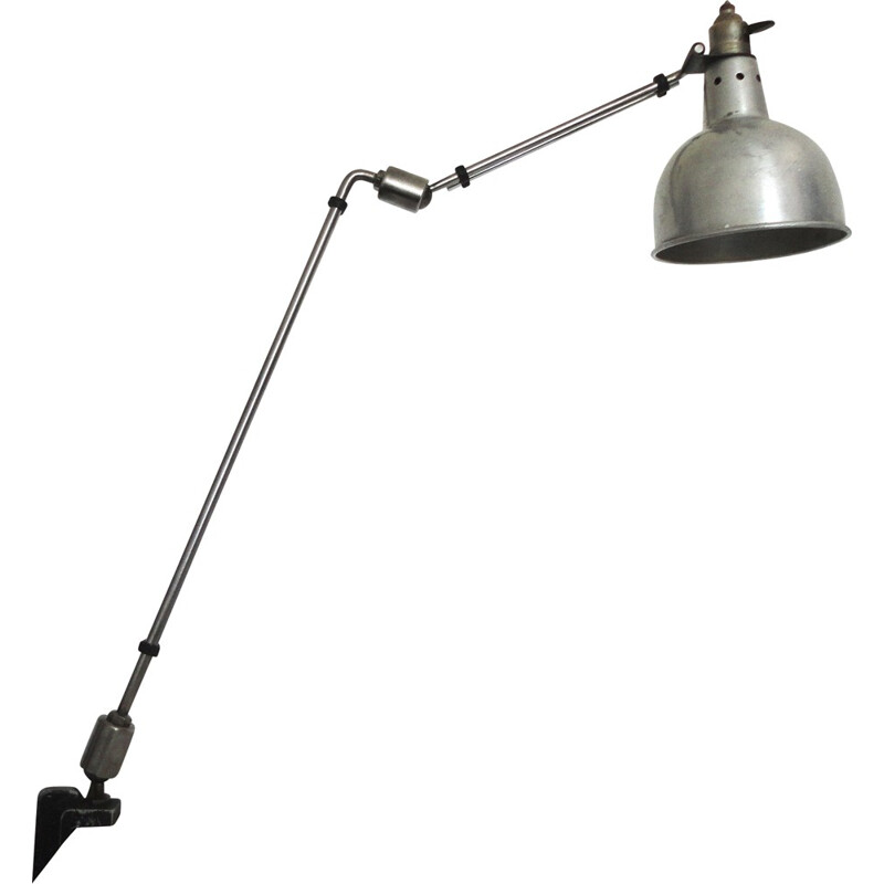 Lampe de bureau industrielle française en métal chromé, Georges HOUILLON - 1930