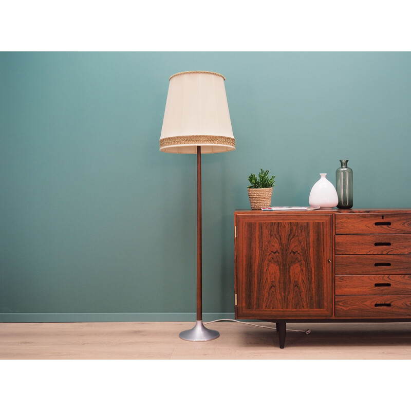 Vintage Floor lamp wood and fabric Danish 1960