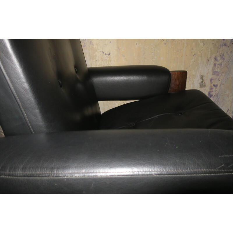 Vintage Black Leather Danish Recliner Chair