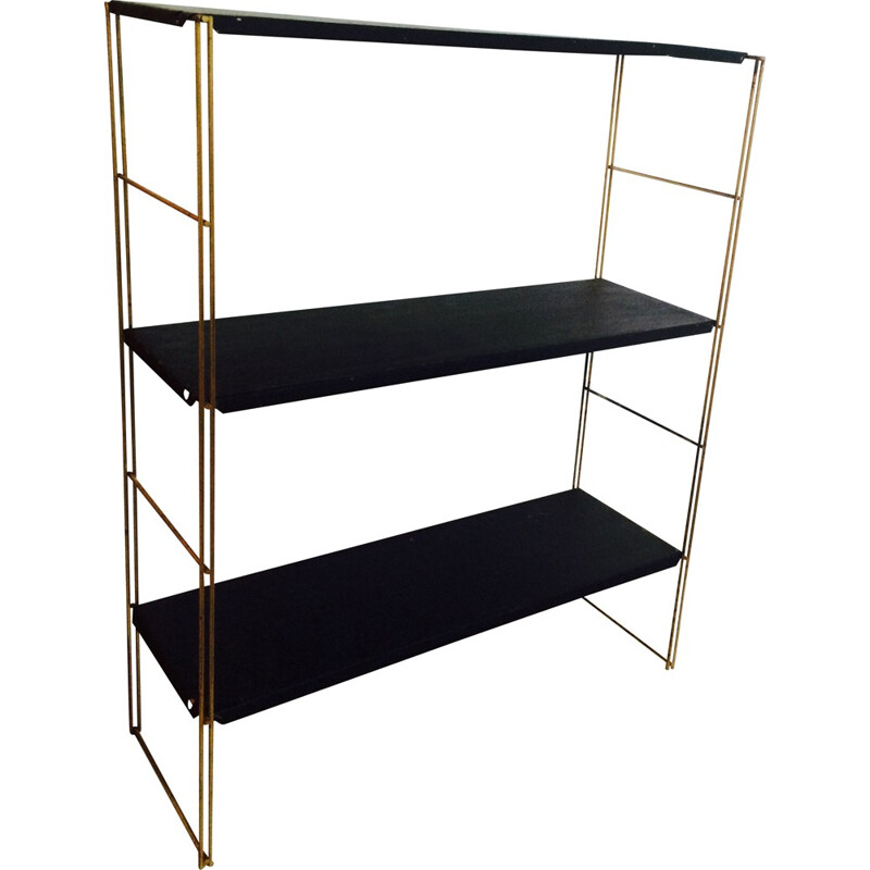 Modular shelves system in metal and brass - 1950s