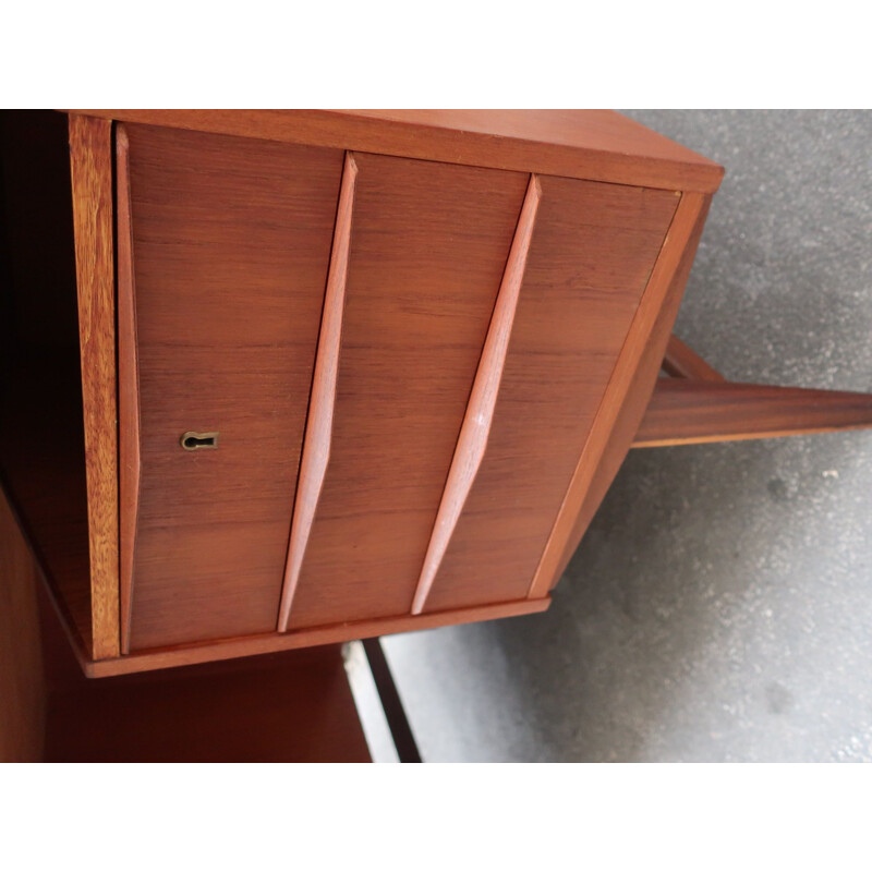 Vintage double-sided Scandinavian teak desk 1960 