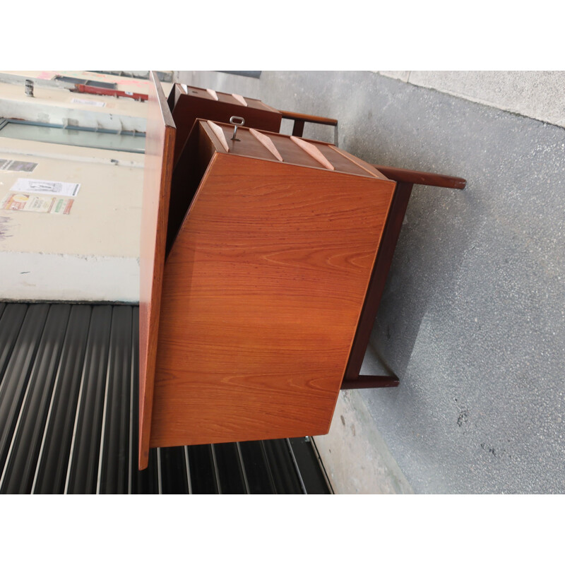 Vintage double-sided Scandinavian teak desk 1960 