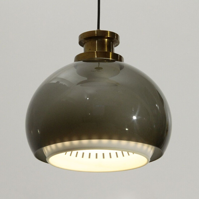 Vintage Pendant lamp in brass and methacrylate by Lampter, 1950s