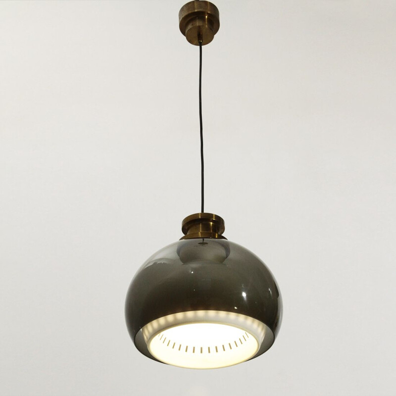 Vintage Pendant lamp in brass and methacrylate by Lampter, 1950s