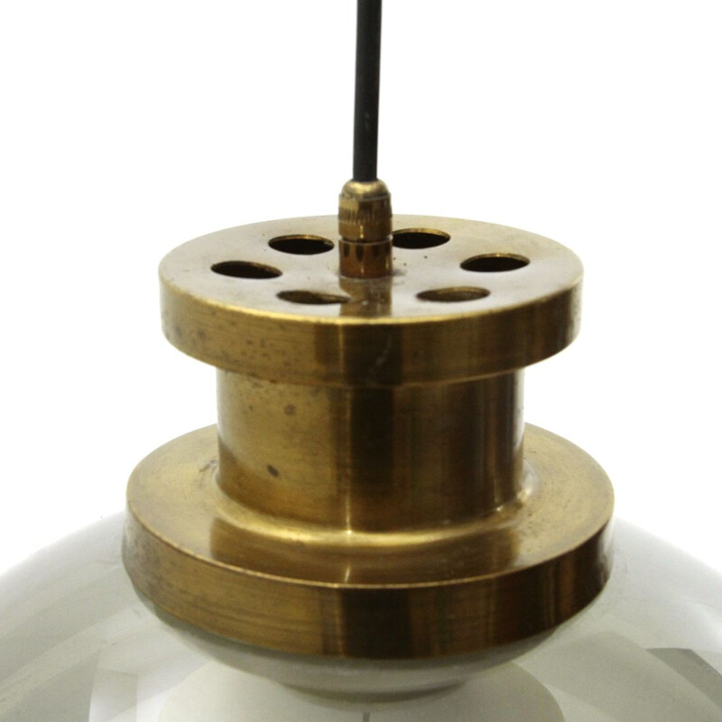 Vintage Pendant lamp in brass and methacrylate by Lampter, 1950s