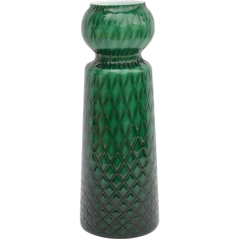 Large vintage vase Green Friedrich Kristall, Germany 1950s