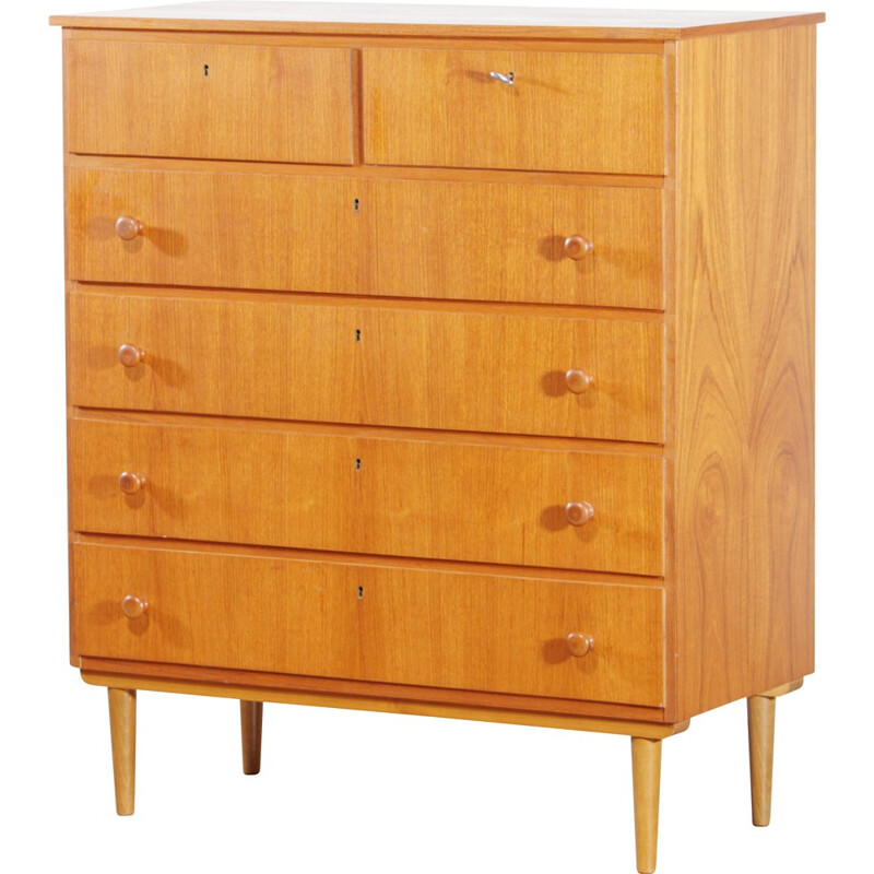 Swedish teak chest of drawers with 6 drawers - 1950s