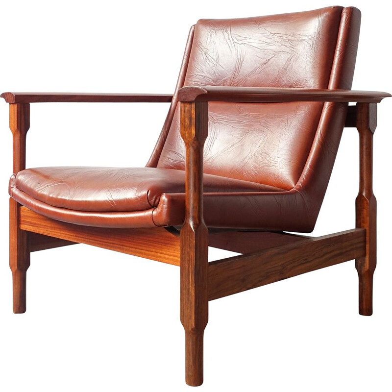 Vintage leather Armchair by José Espinho for Olaio, 1960s