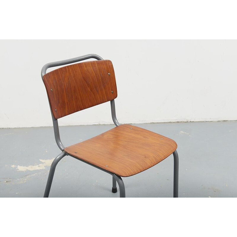  Vintage Grey Oak Chairs Gispen 106