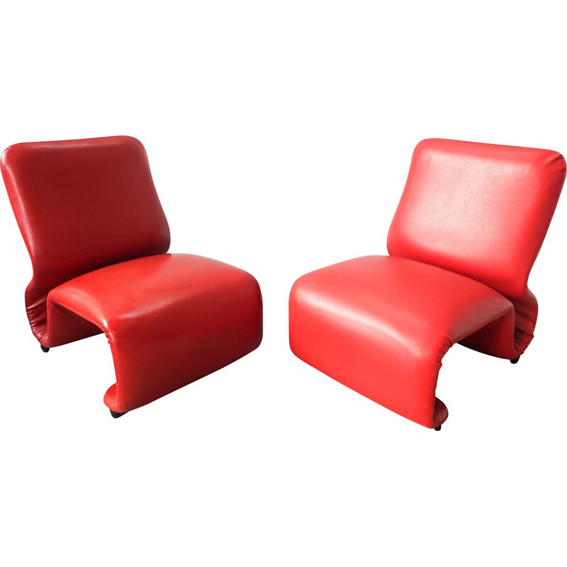 Pair of vintage Low Chairs Etcetera by Jan Ekselius, 1970