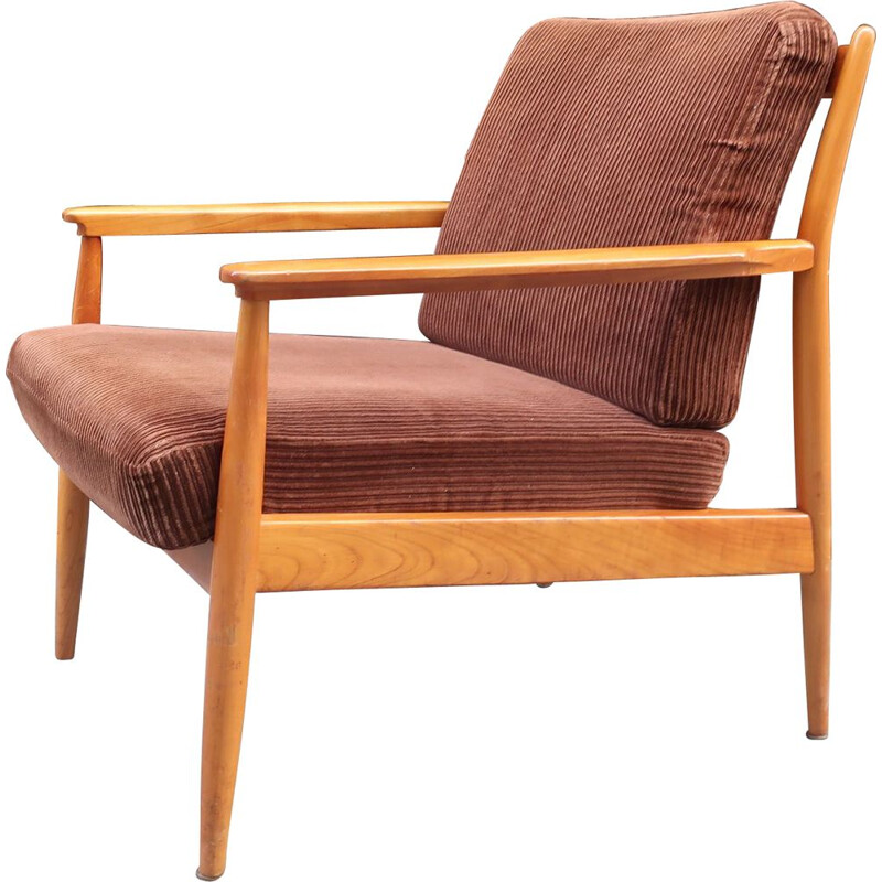 Vintage Scandinavian wooden armchair 1960