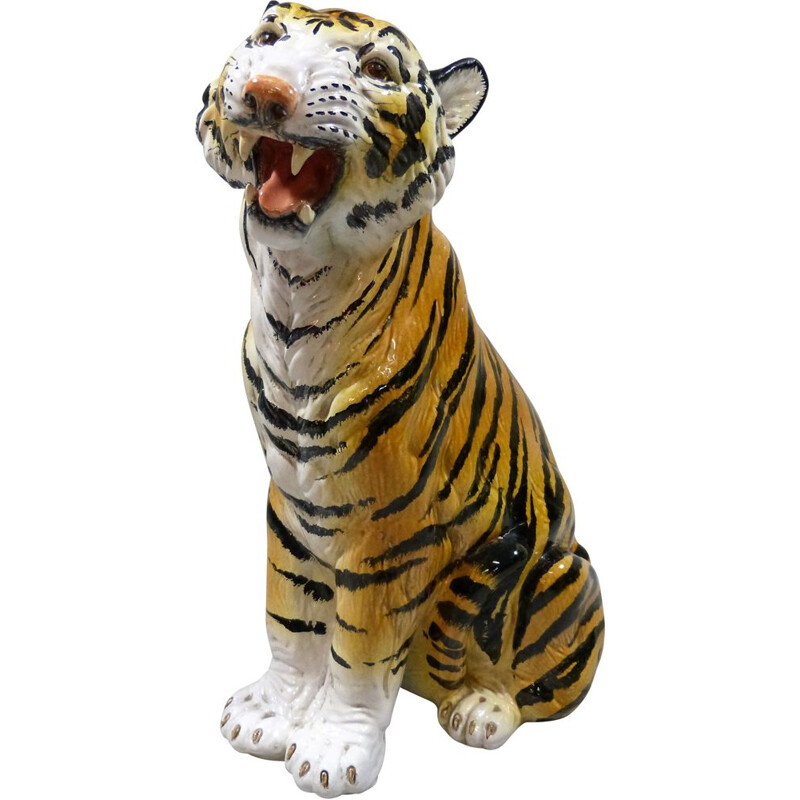 Large vintage terracotta tiger Italy 1960