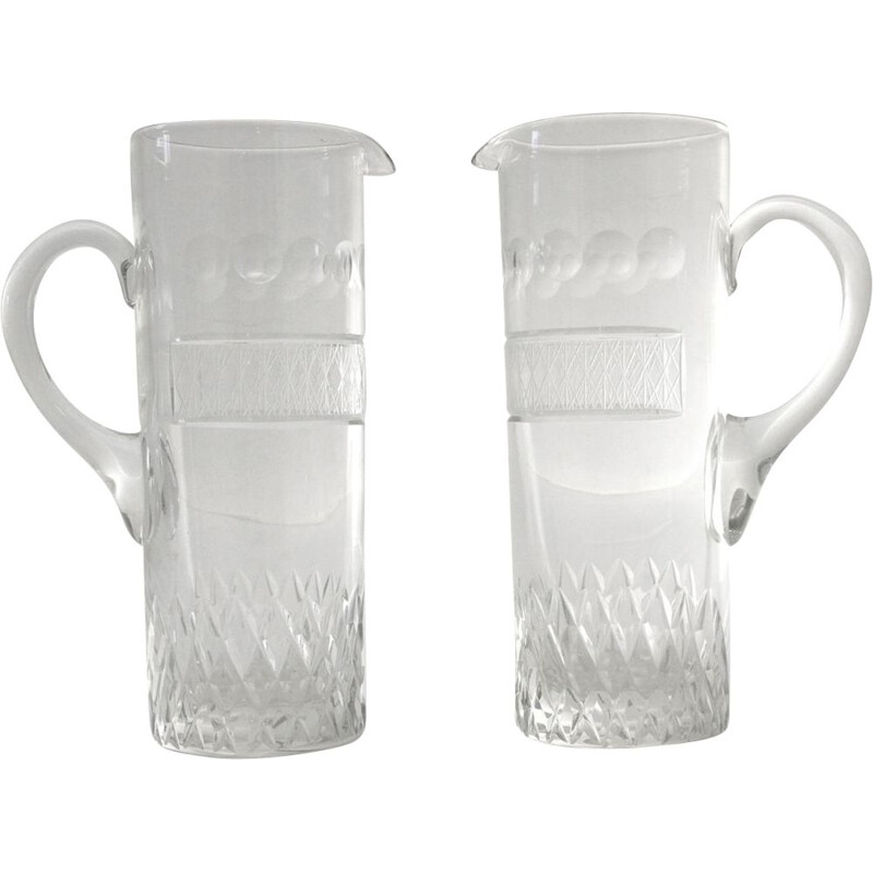 Pair of vintage glass Art decò pitchers 1930