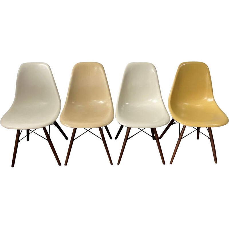 Set of 4 vintage chairs dsw fiber eames herman miller 1950