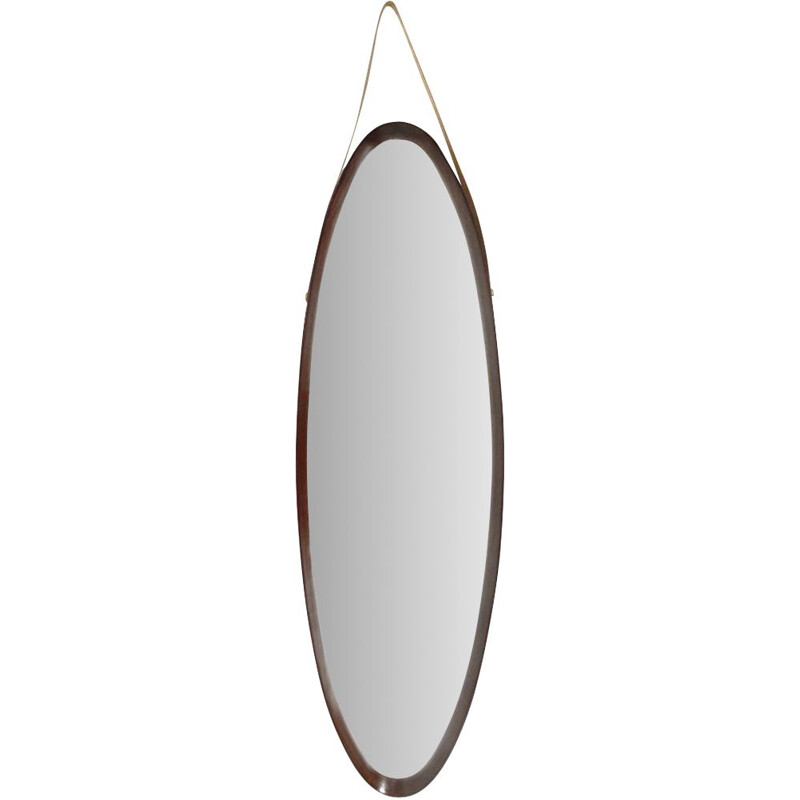 Vintage Oval teak frame mirror 1960
