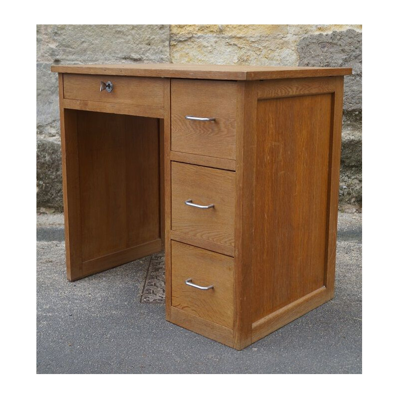 Vintage small French wooden desk 1950