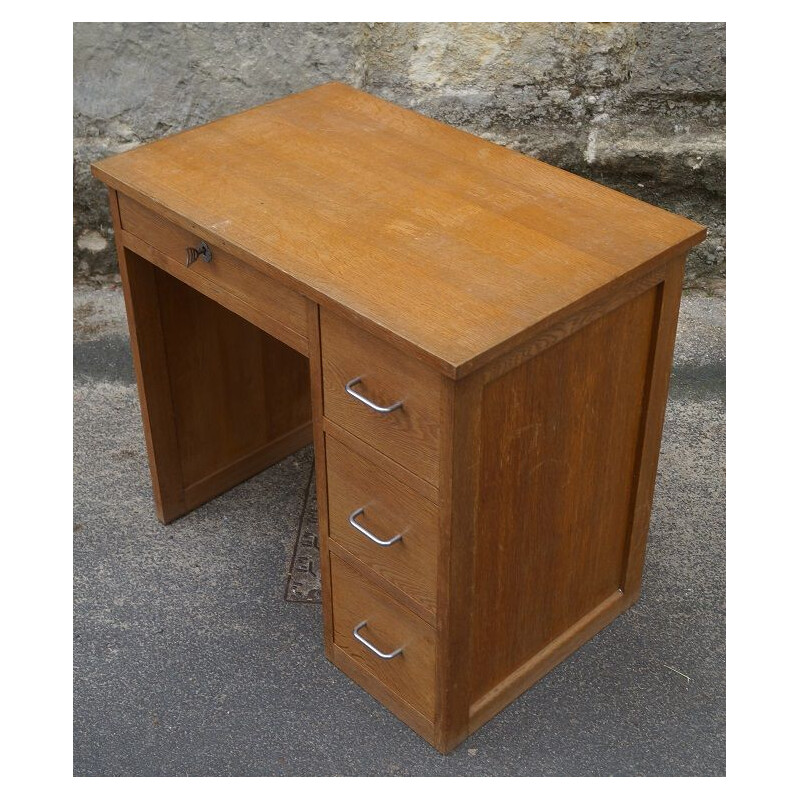 Vintage small French wooden desk 1950